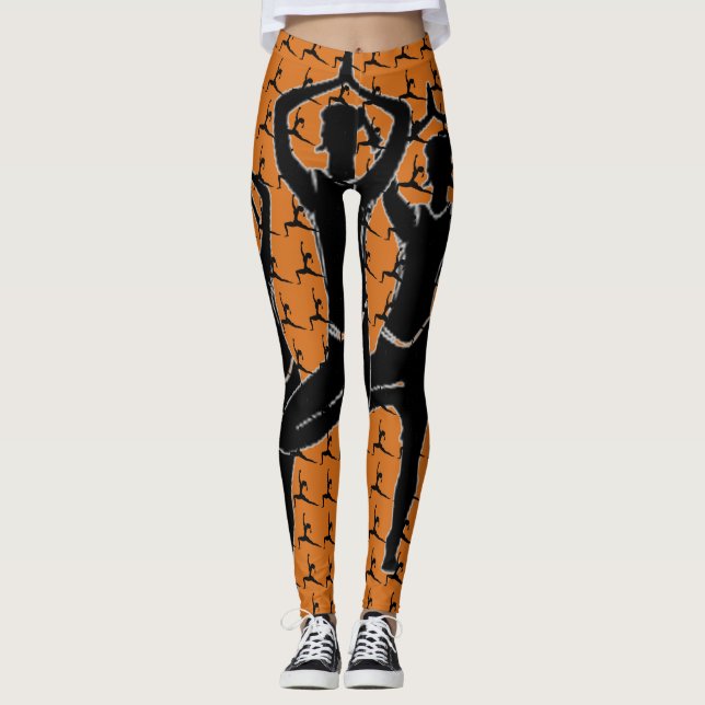 Working It Yoga Pose Silhouette Leggings (Front)