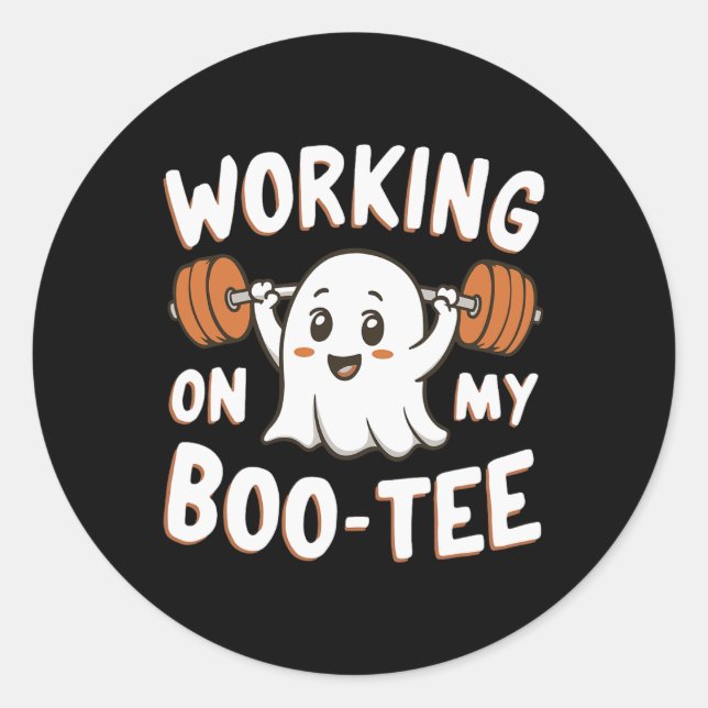 Working On My Boo Tee  Classic Round Sticker (Front)