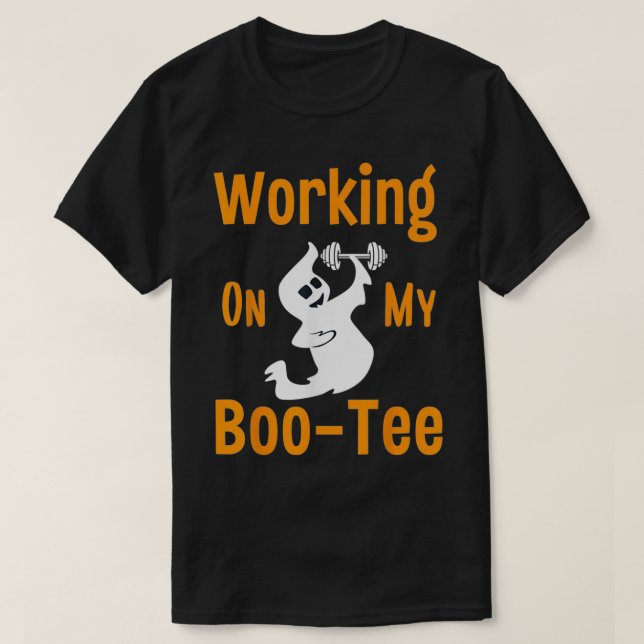 Working On My Boo Tee Funny Halloween Ghost  (Design Front)