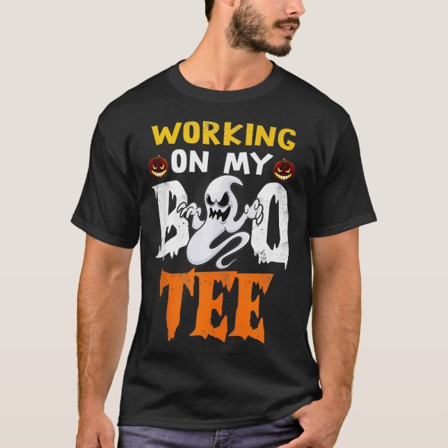 Working On My Boo Tee Funny Halloween Workout Body (Front)