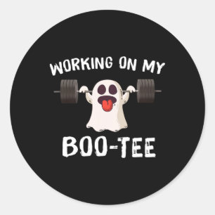 Working On My Boo Tee Halloween Dead Lift Ghost Gy Classic Round Sticker