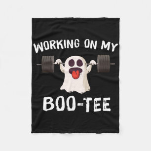 Working On My Boo Tee Halloween Dead Lift Ghost Gy Fleece Blanket