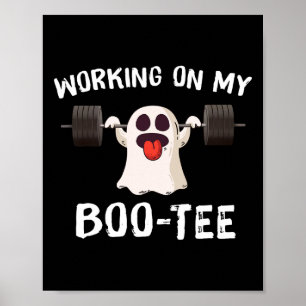 Working On My Boo Tee Halloween Dead Lift Ghost Gy Poster