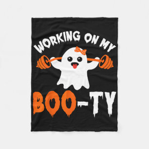 Working On My Boo-ty Gym Booty Boo-tee Ghost Pun M Fleece Blanket