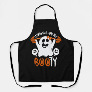 Working On My Booty Halloween Gym Ghost Pun Weight Apron