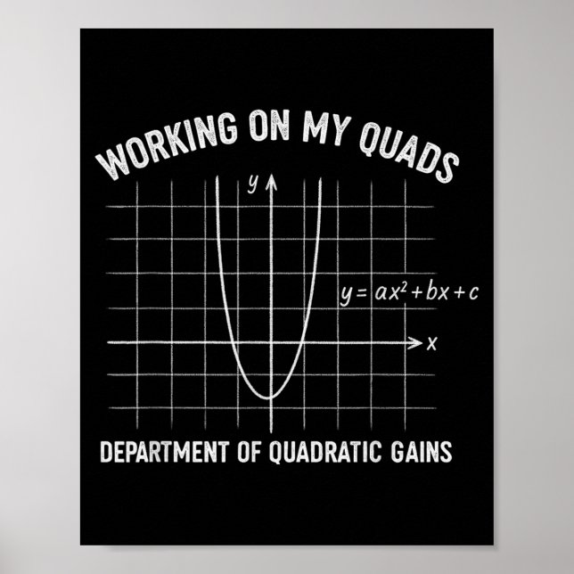 Working On My Quads Funny Algebra Math Gym Teacher Poster (Front)