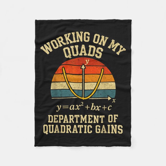 Working On My Quads Funny Retro Algebra Math Gym T Fleece Blanket (Front)
