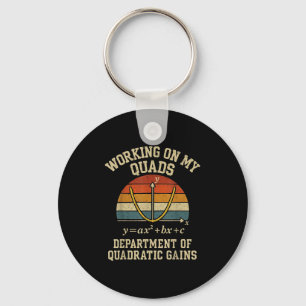 Working On My Quads Funny Retro Algebra Math Gym T Key Ring