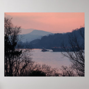 Working On the River At Sunset Poster