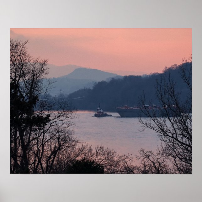 Working On the River At Sunset Poster (Front)