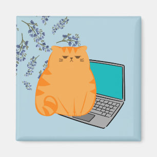 Working Orange Cat Magnet