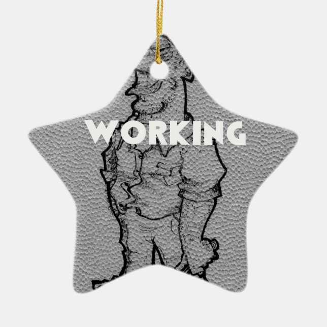 Working Overtime Ceramic Tree Decoration (Front)