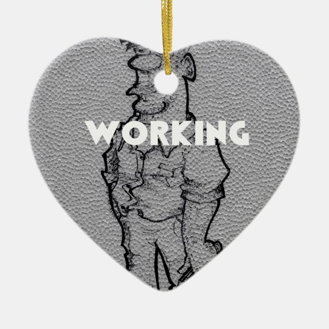 Working Overtime Ceramic Tree Decoration (Front)