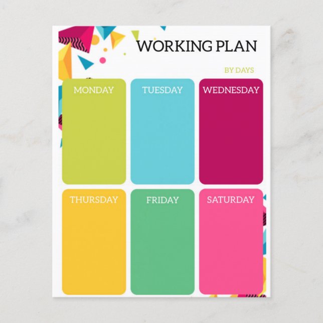 Working plan (Front)
