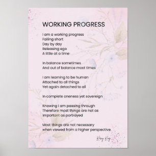 Working Progress Encouragement Uplifting Poem Poster