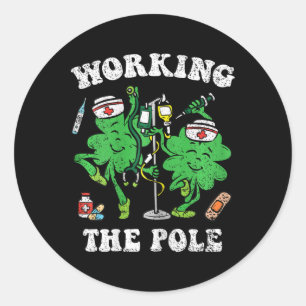 Working The Pole Nurse St Patricks Day Nursing Rn Classic Round Sticker