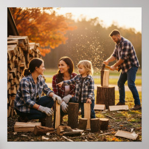Working Together to Stack Wood Poster