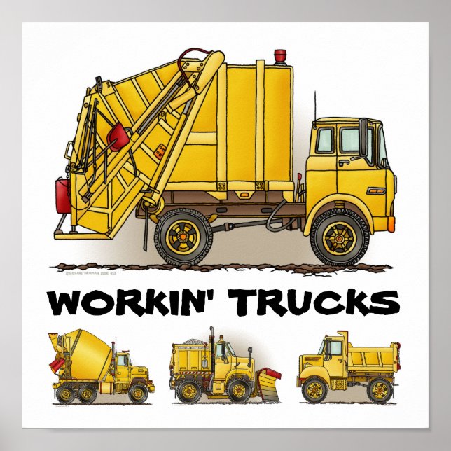 Working Trucks Construction Poster Print (Front)