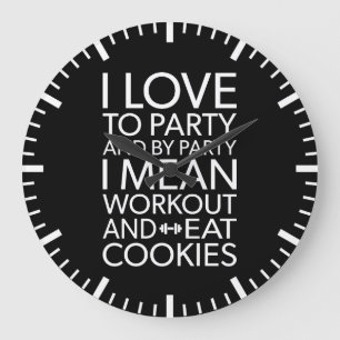 Workout and Eat Cookies - Funny Novelty Gym Large Clock