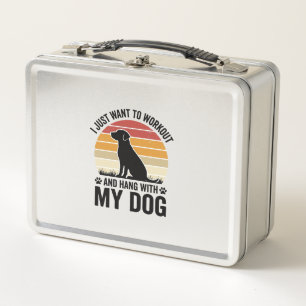 Workout and Hang With My Dog Vintage Dog Lover Des Metal Lunch Box