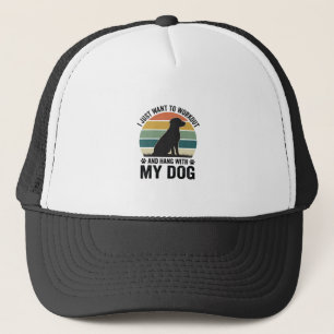 Workout and Hang With My Dog Vintage Dog Lover Des Trucker Hat