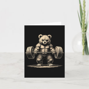 Workout Bear Deadlifter Funny Gym Tee Lifting Moti Card