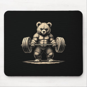 Workout Bear Deadlifter Funny Gym Tee Lifting Moti Mouse Pad