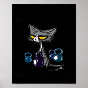 Workout Because Murder Is Wrong Black Cat Gym Poster
