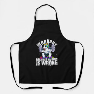 Workout Because Murder is Wrong Unicorn Tank Top Apron