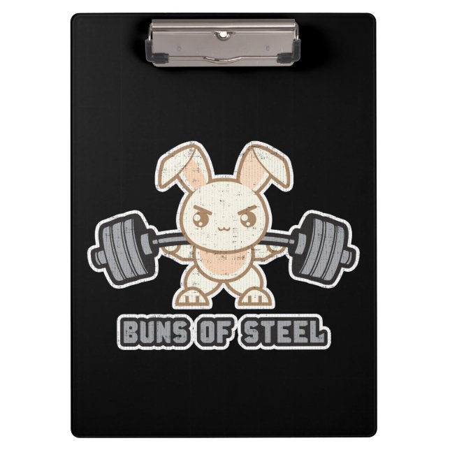 Workout Bunny Cartoon - Buns Of Steel, Funny Anime Clipboard (Front)