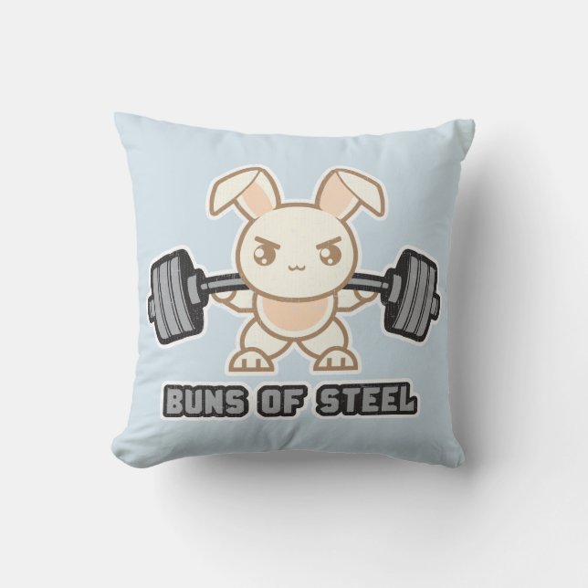 Workout Bunny Cartoon - Buns Of Steel, Funny Anime Cushion (Front)
