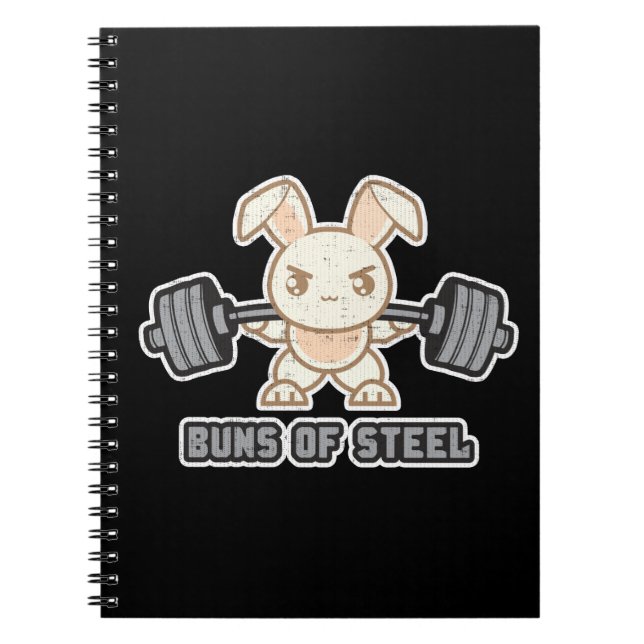 Workout Bunny Cartoon - Buns Of Steel, Funny Anime Notebook (Front)