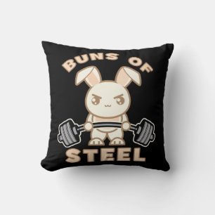 Workout Bunny Cartoon - Buns Of Steel - Funny Gym Cushion