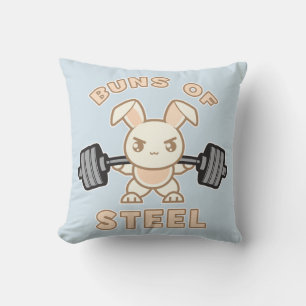 Workout Bunny Cartoon - Buns Of Steel - Funny Gym Cushion