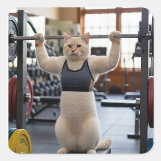 Workout Cat Sticker (Front)