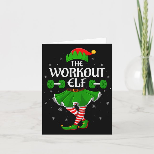 Workout Elf Christmas Family Girls Women Elf Squad Card (Front)