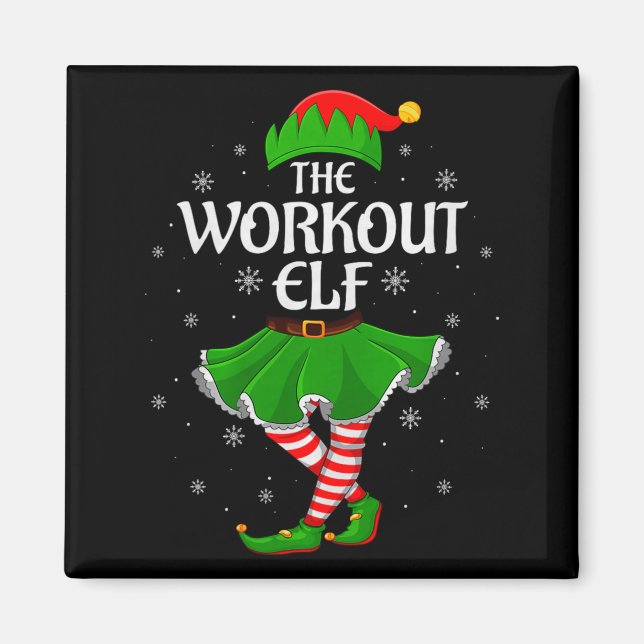 Workout Elf Christmas Family Girls Women Elf Squad Magnet (Front)