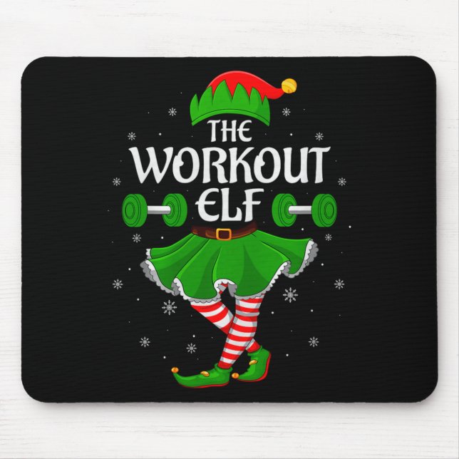 Workout Elf Christmas Family Girls Women Elf Squad Mouse Pad (Front)