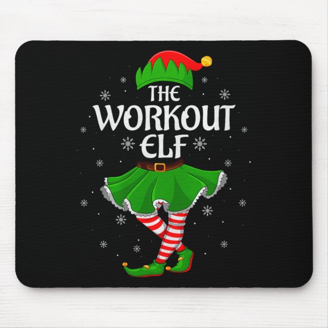 Workout Elf Christmas Family Girls Women Elf Squad Mouse Pad (Front)