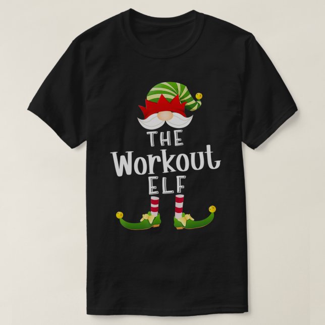 Workout Elf Group Christmas Funny Pajama Party  T-Shirt (Design Front)