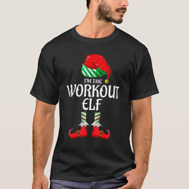 workout Elf Group Matching Family Christmas T-Shirt (Front)