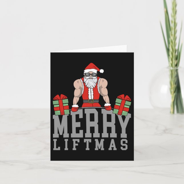 Workout Fitness Bodybuilding Christmas Merry Liftm Card (Front)