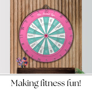 Workout Fitness Darts Game Pink and Turquoise  Dartboard