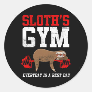 Workout Fitness Sloth's Gym Everyday Is Rest Day  Classic Round Sticker