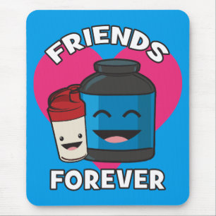 Workout Friends Forever - Cute Kawaii Funny Gym Mouse Pad