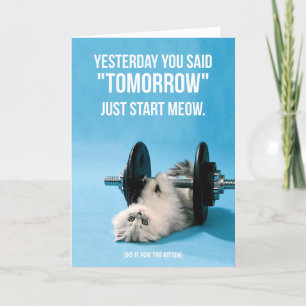 Workout Funny Motivation - Cat - Start Meow Card