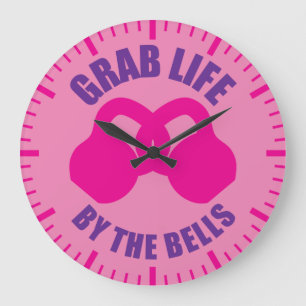 Workout - Grab Life by The Bells - Kettlebell Large Clock