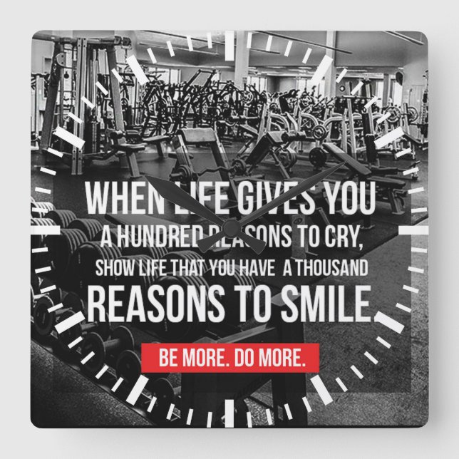 Workout Gym Motivational Square Wall Clock (Front)