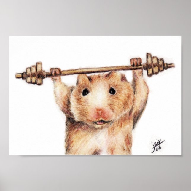Workout (Hamster) Poster Print (Front)