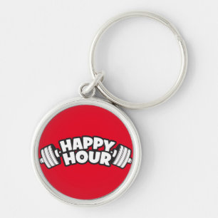 Workout - Happy Hour - Funny Gym Motivational Key Ring